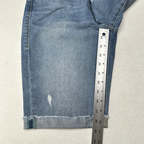 Lularoe Shorts 30 US 10 12 Skinny Bermuda Cuffed Blue Denim Tummy Panel EUC - Picture 5 of 9